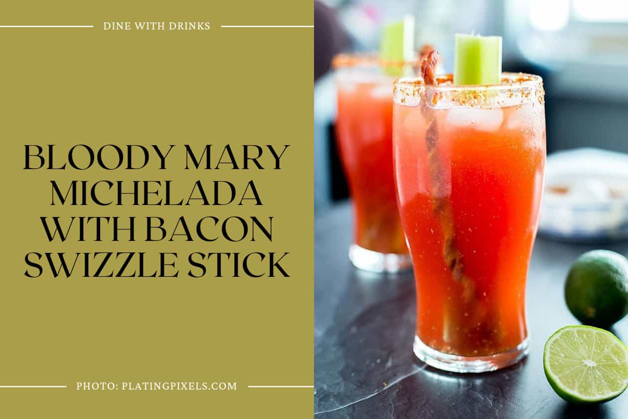 Bloody Mary Michelada With Bacon Swizzle Stick