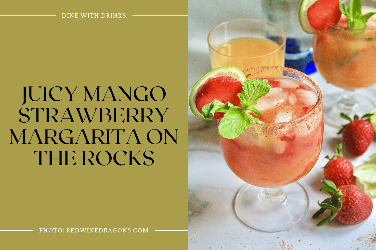 Juicy Mango Strawberry Margarita On The Rocks