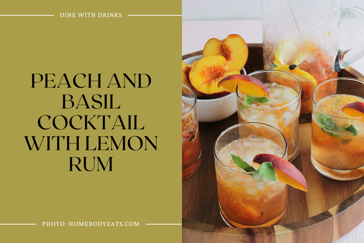 Peach And Basil Cocktail With Lemon Rum