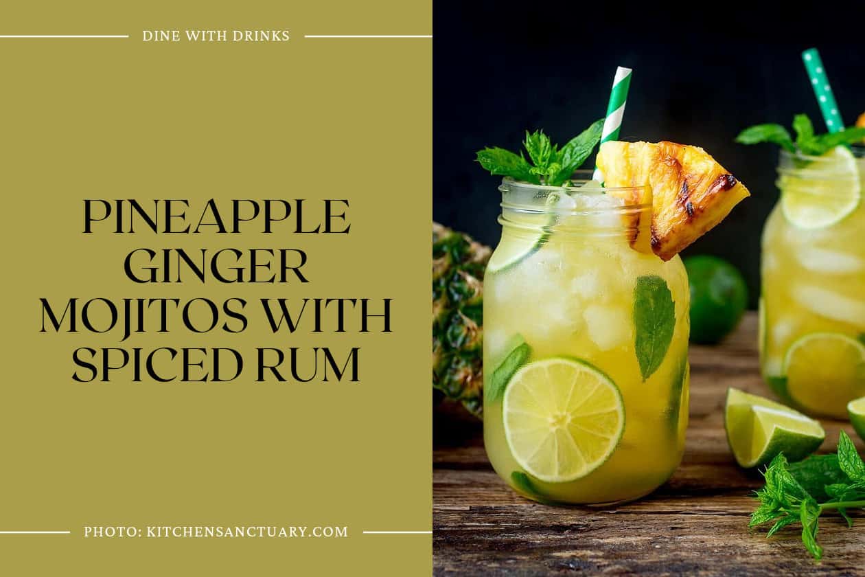 Pineapple Ginger Mojitos With Spiced Rum