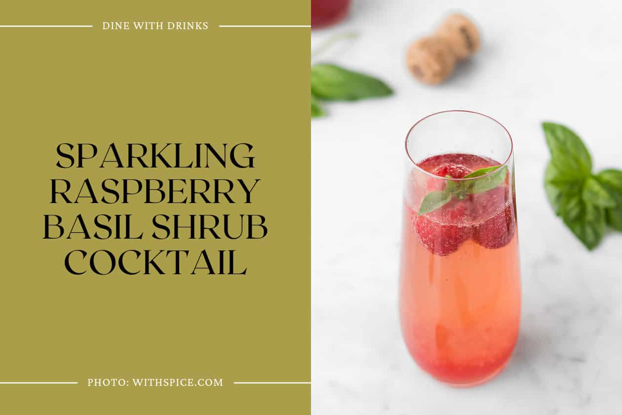 Sparkling Raspberry Basil Shrub Cocktail