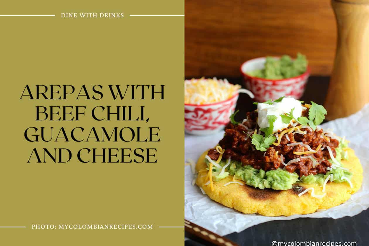 Arepas With Beef Chili, Guacamole And Cheese