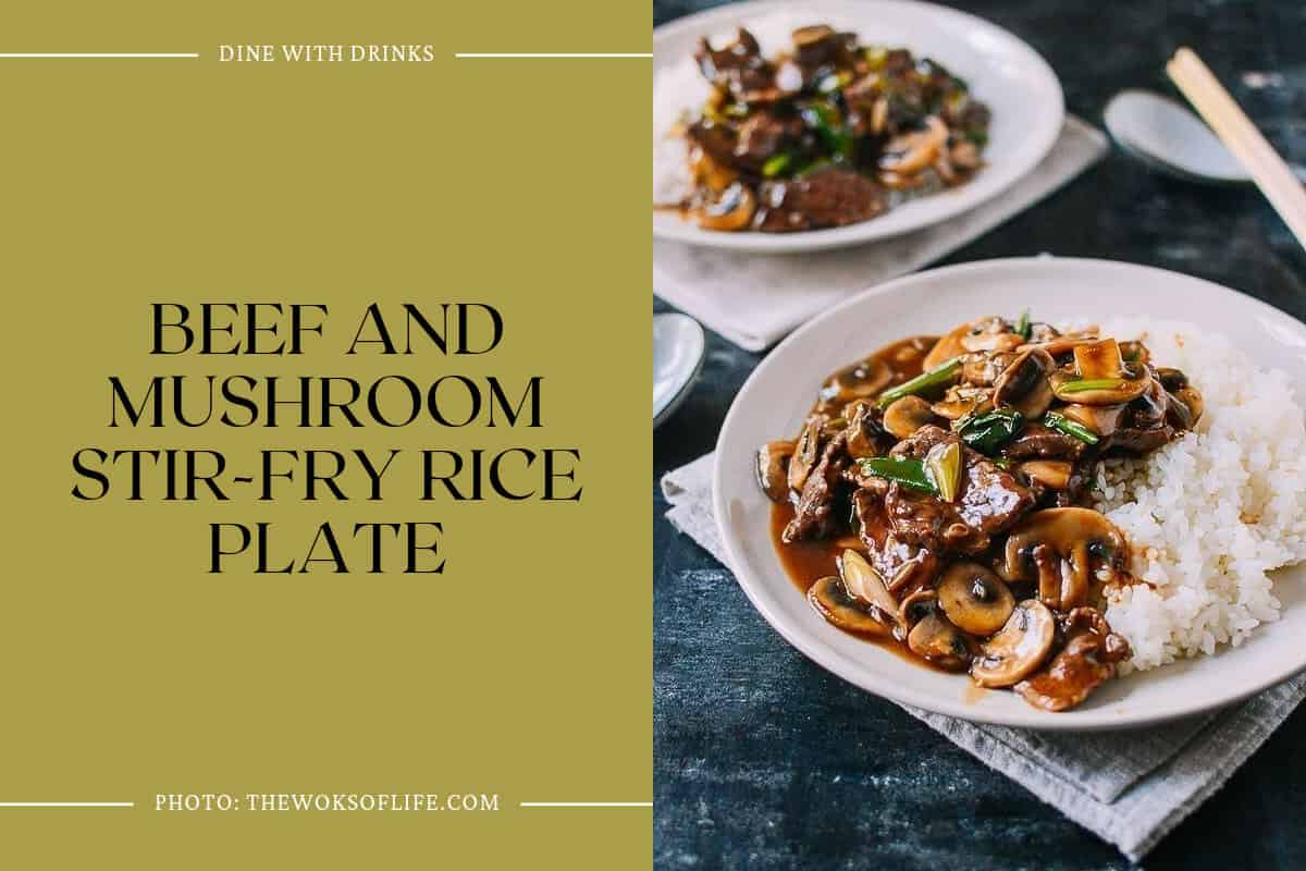 Beef And Mushroom Stir-Fry Rice Plate