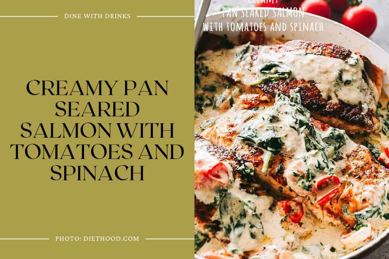 Creamy Pan Seared Salmon With Tomatoes And Spinach