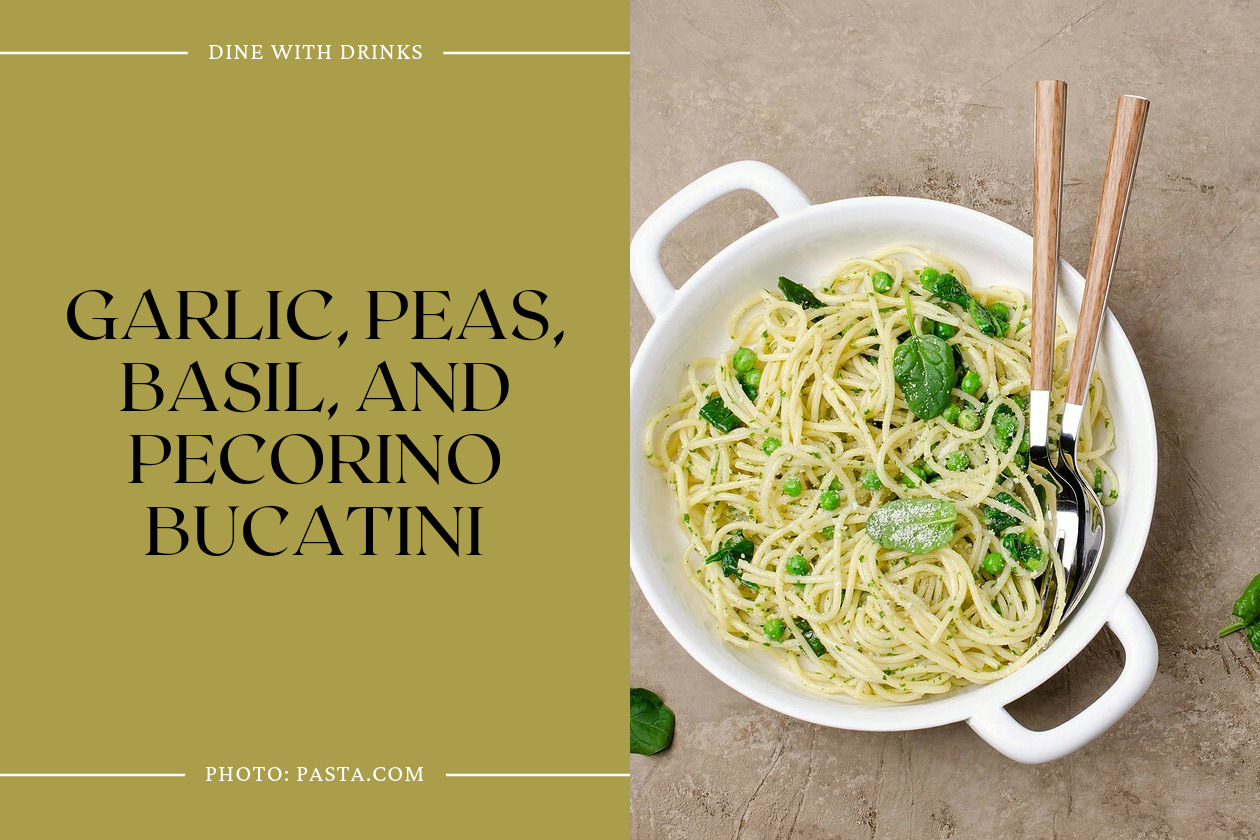 Garlic, Peas, Basil, And Pecorino Bucatini