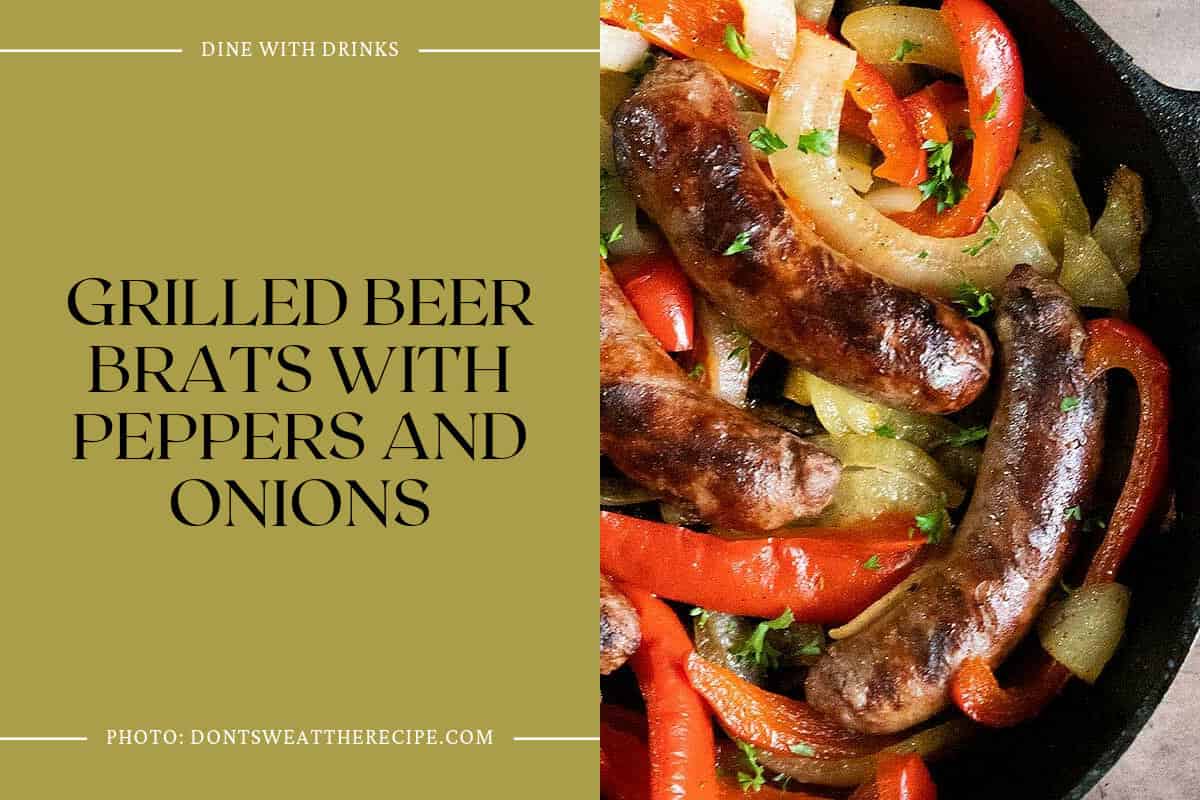 Grilled Beer Brats With Peppers And Onions
