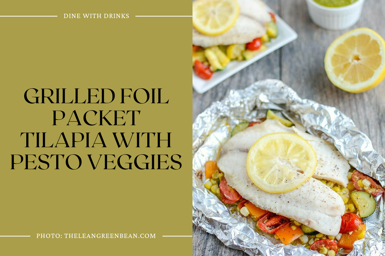Grilled Foil Packet Tilapia With Pesto Veggies
