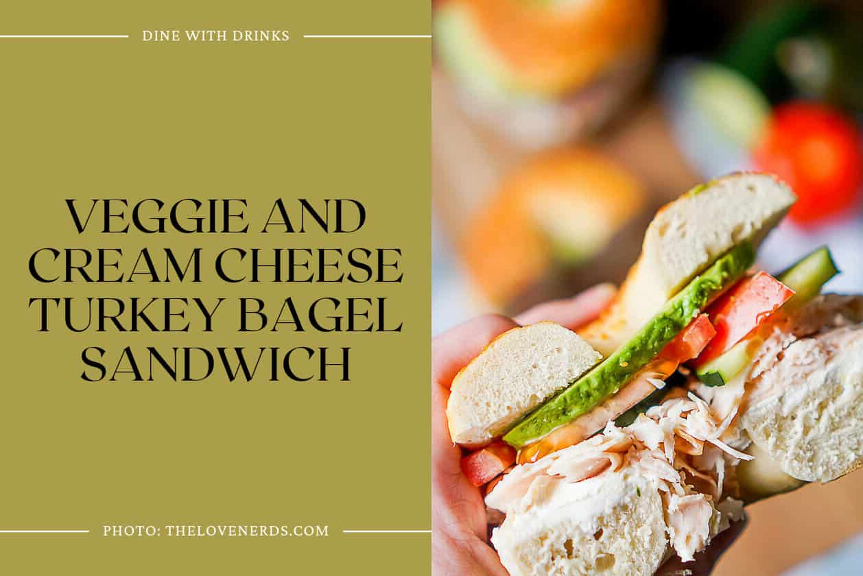 Veggie And Cream Cheese Turkey Bagel Sandwich