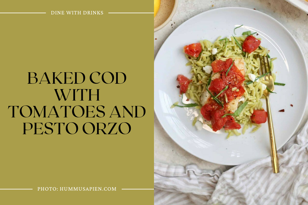 Baked Cod With Tomatoes And Pesto Orzo