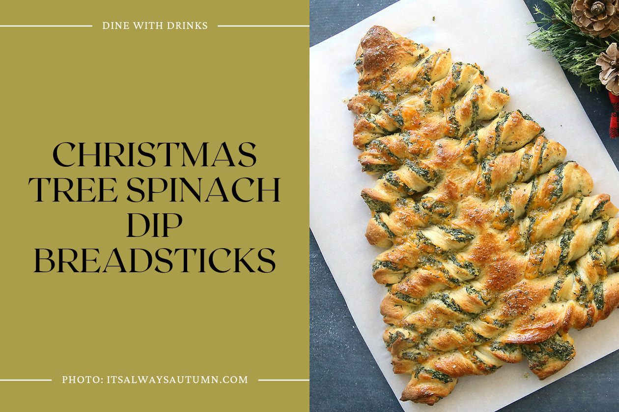 Christmas Tree Spinach Dip Breadsticks