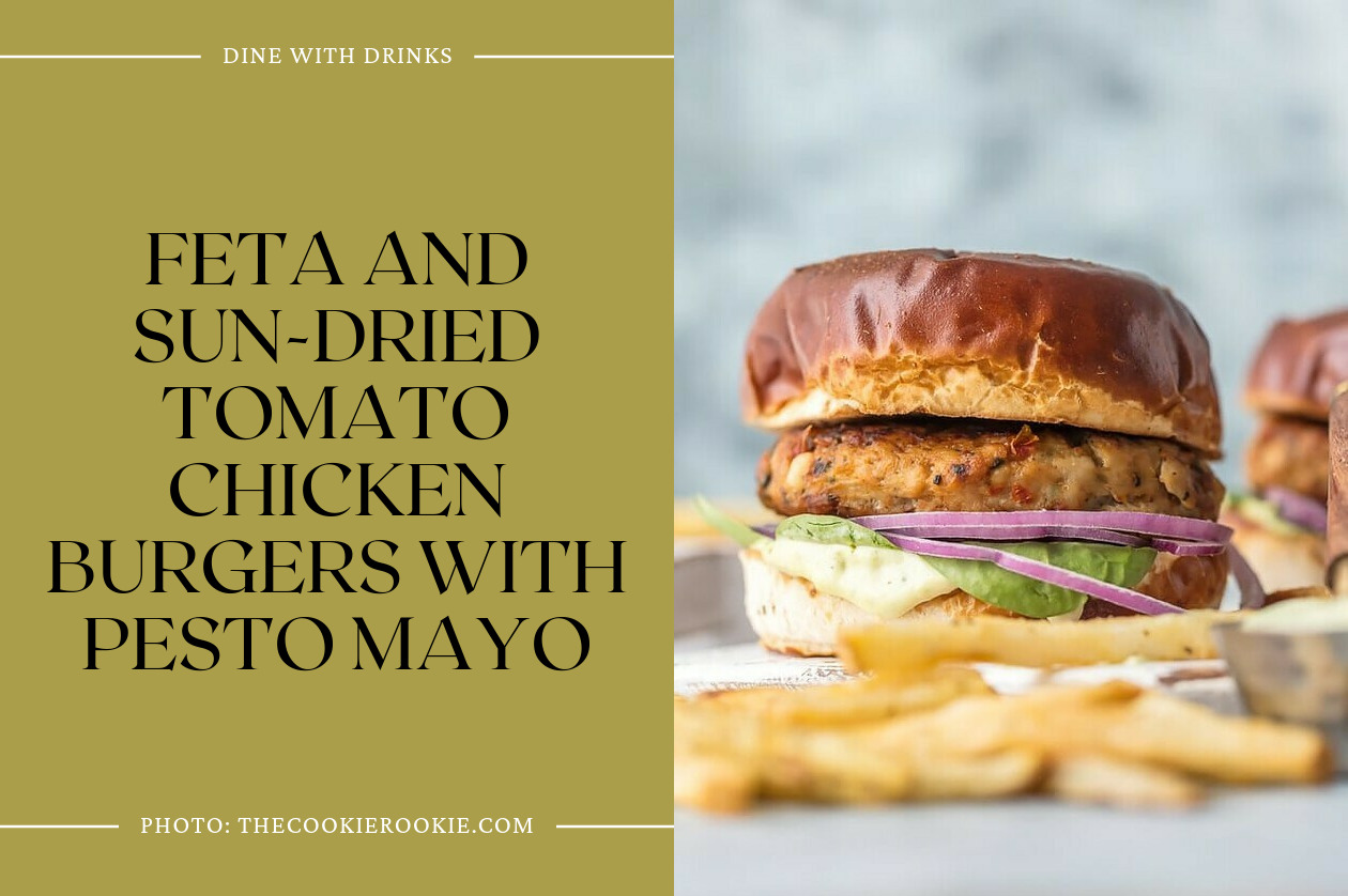 Feta And Sun-Dried Tomato Chicken Burgers With Pesto Mayo