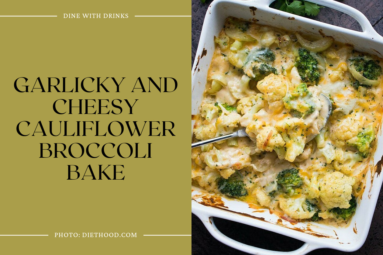 Garlicky And Cheesy Cauliflower Broccoli Bake