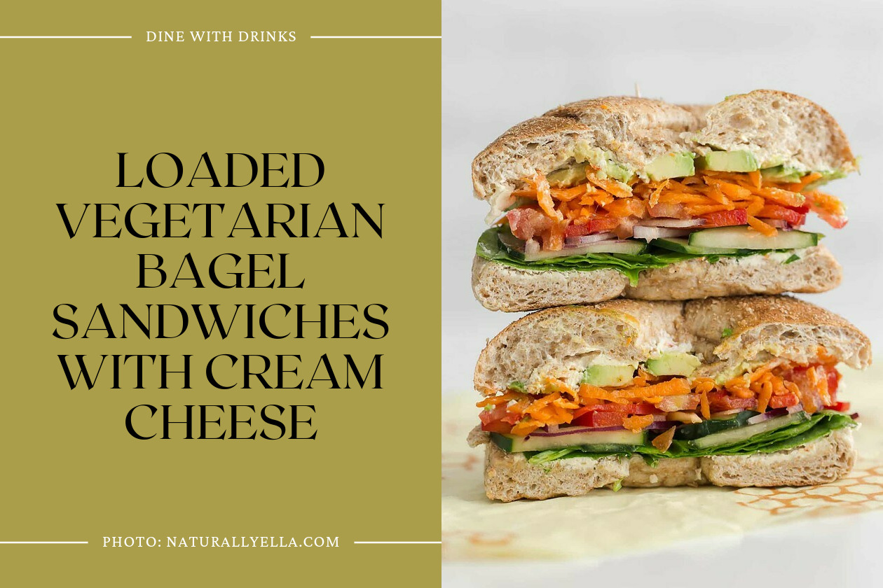Loaded Vegetarian Bagel Sandwiches With Cream Cheese
