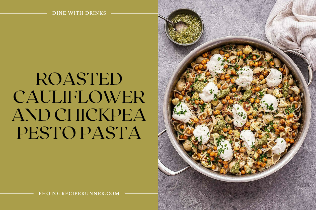 Roasted Cauliflower And Chickpea Pesto Pasta