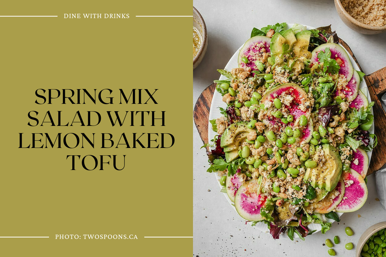 Spring Mix Salad With Lemon Baked Tofu