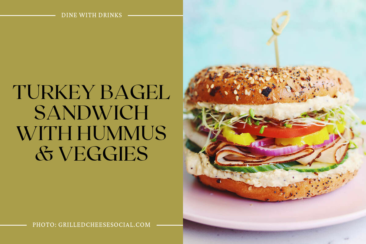 Turkey Bagel Sandwich With Hummus & Veggies