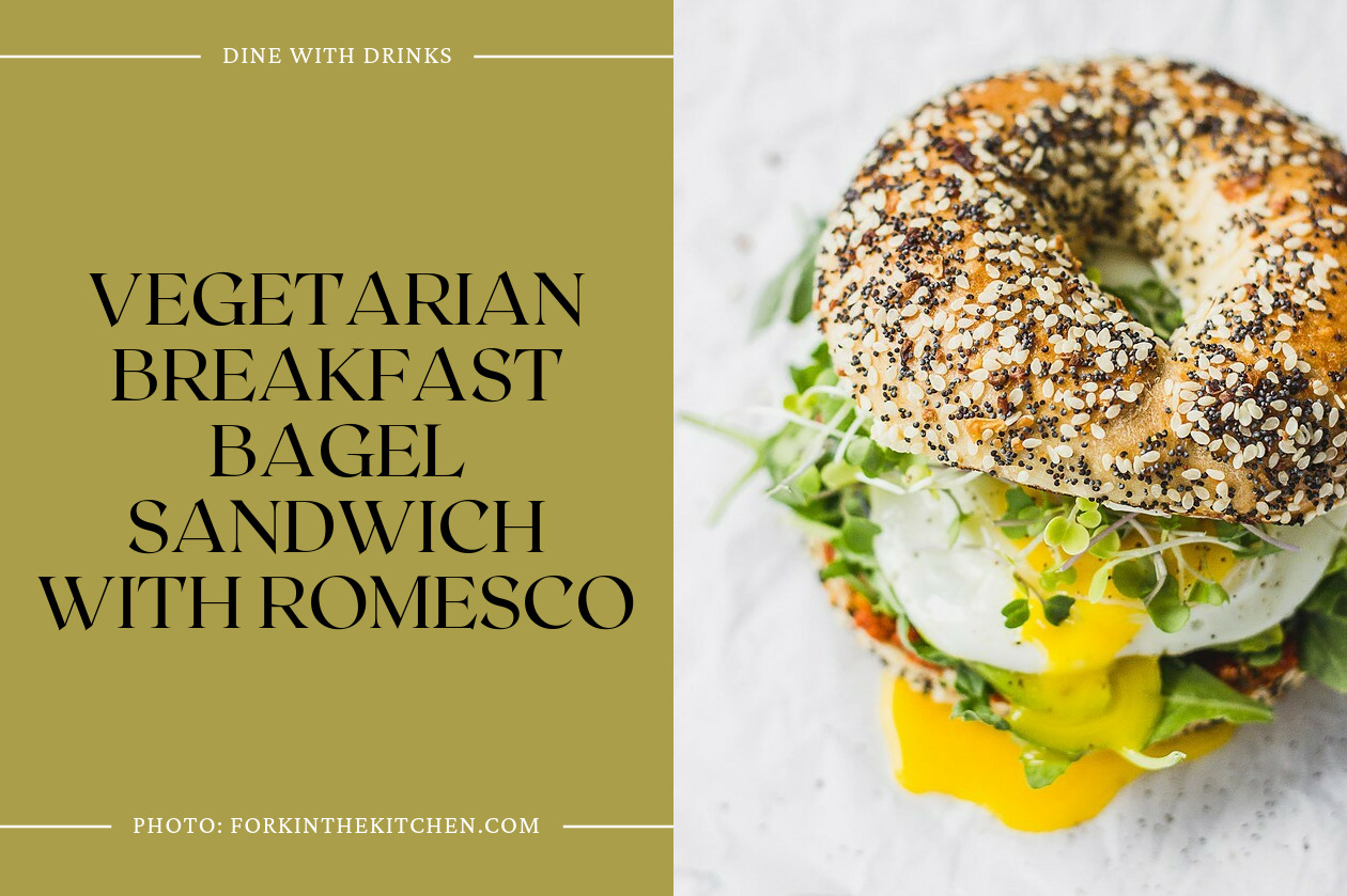 Vegetarian Breakfast Bagel Sandwich With Romesco