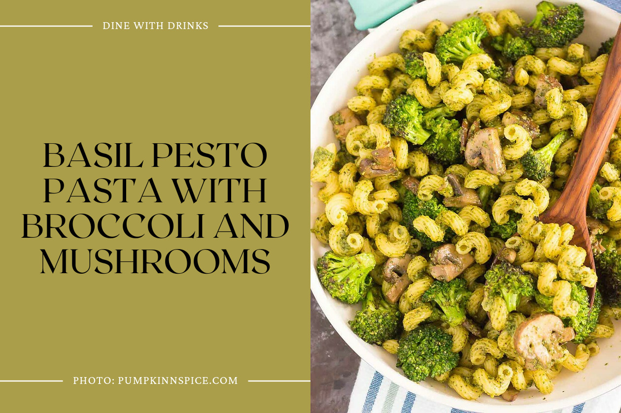 Basil Pesto Pasta With Broccoli And Mushrooms
