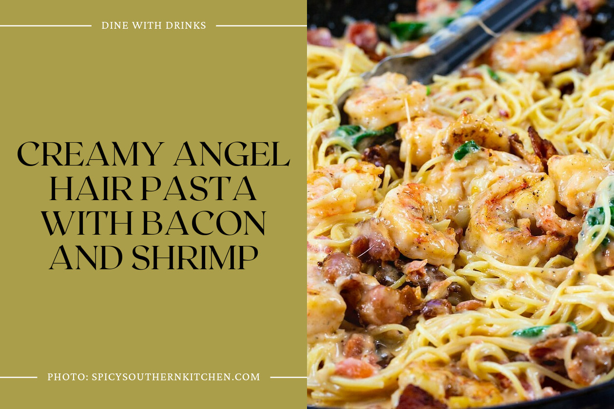 Creamy Angel Hair Pasta With Bacon And Shrimp