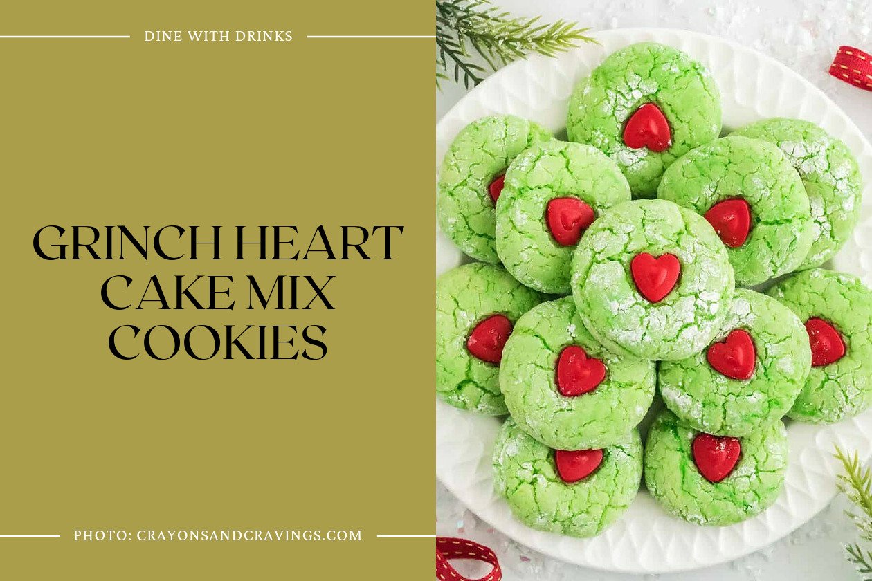 Grinch Heart Cake Mix Cookies
