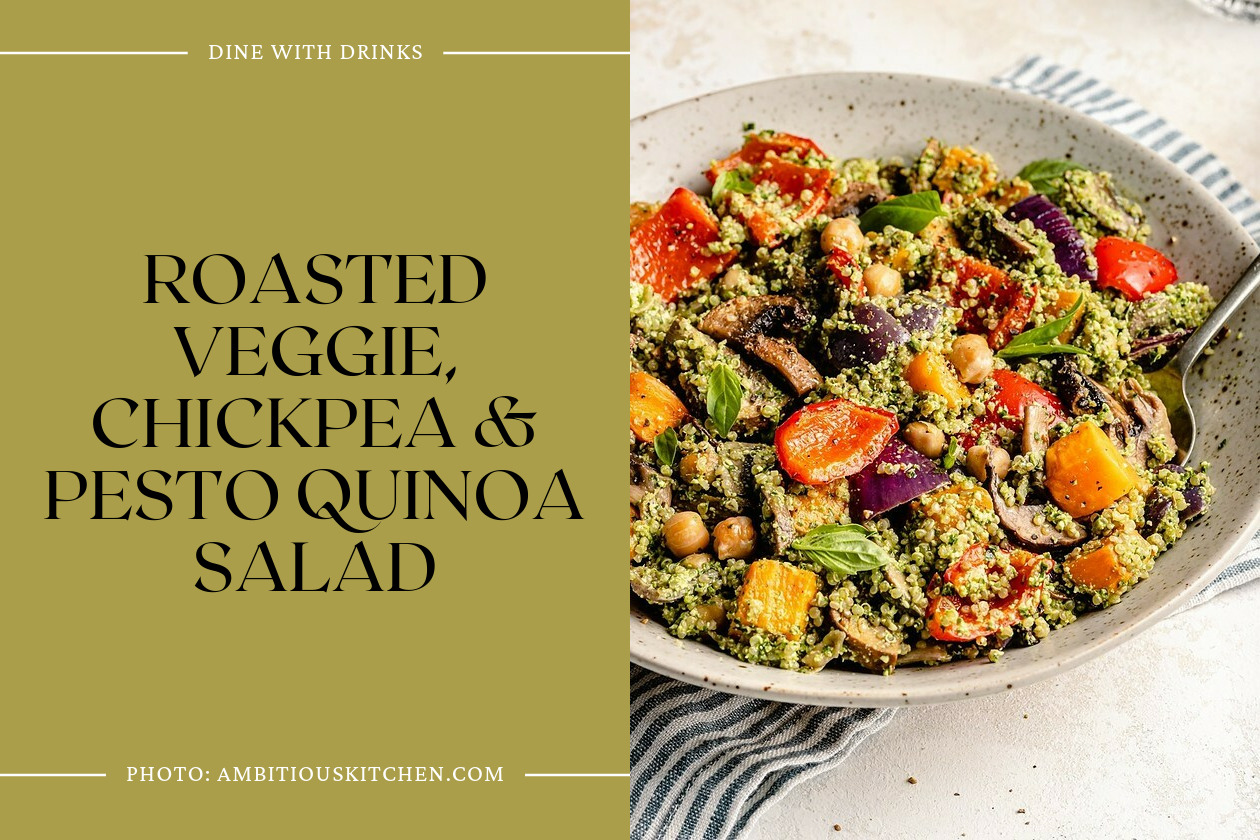 Roasted Veggie, Chickpea & Pesto Quinoa Salad