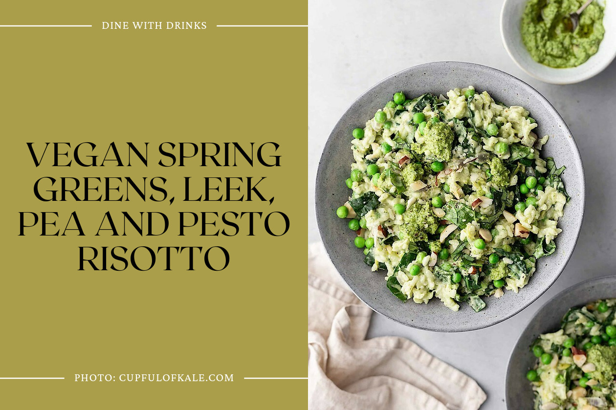 Vegan Spring Greens, Leek, Pea And Pesto Risotto